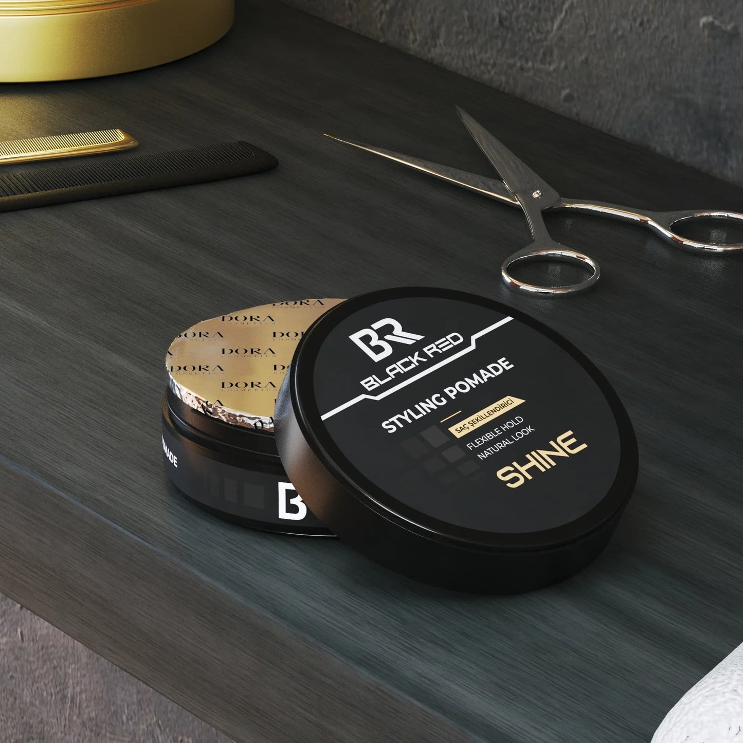 Black Red Styling Pomade Shine