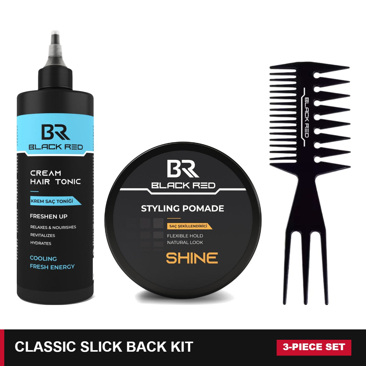 Black Red Classic Slick Back Kit bundle