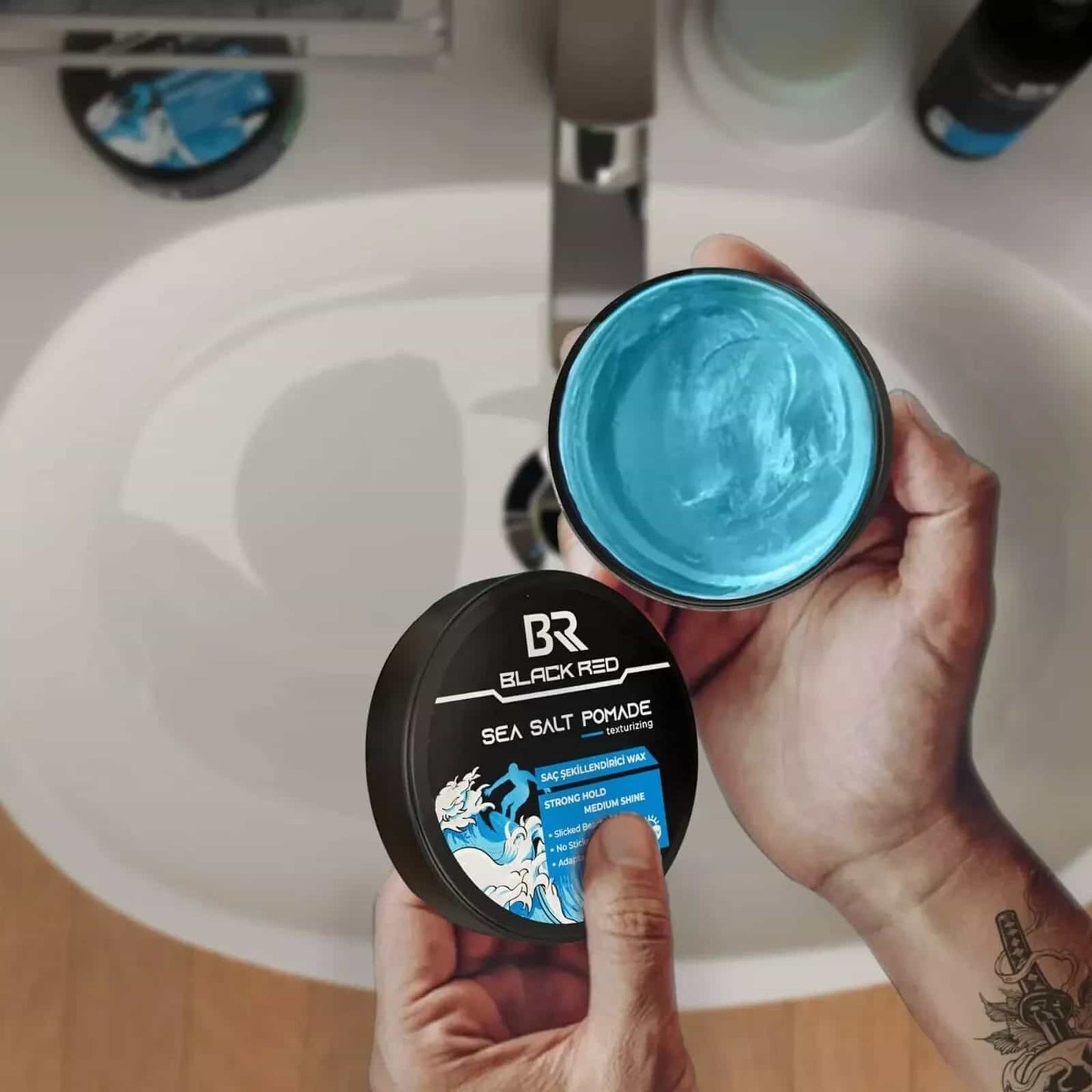 Black Red Hair Styling Texturising Sea Salt Pomade 120ml